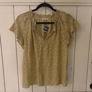 Max Studio Yellow and Blue Floral Blouse